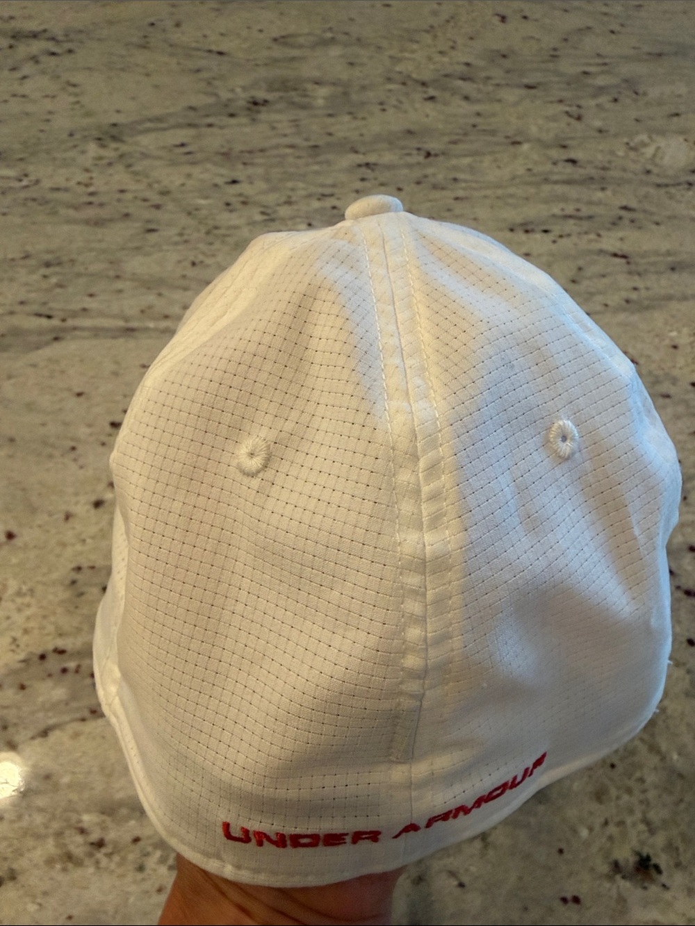 Under Armour White Hat with Patriotic Red & Blue Logo - Picture 2 of 4